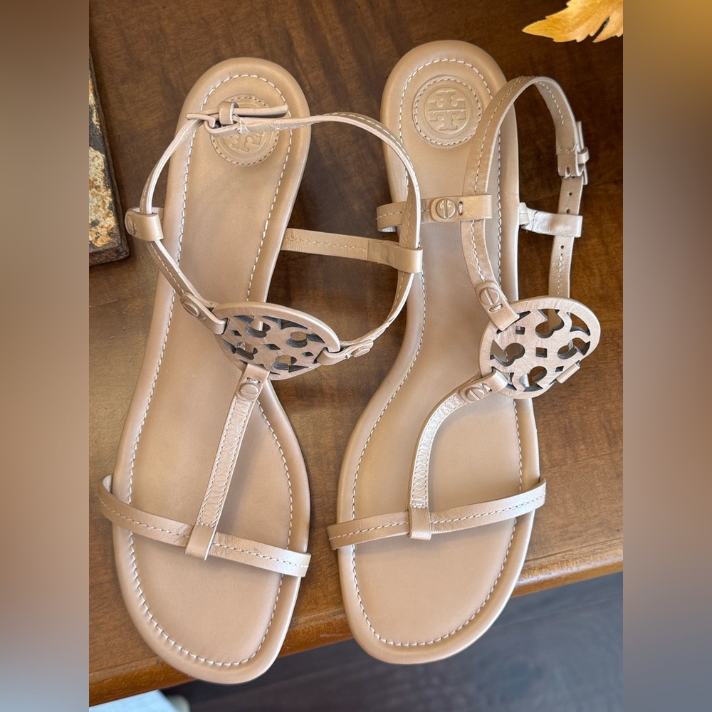 Tory Burch Miller 60MM Wedge Sandals - Nude Size 11 NWOT - Picture 2 of 3